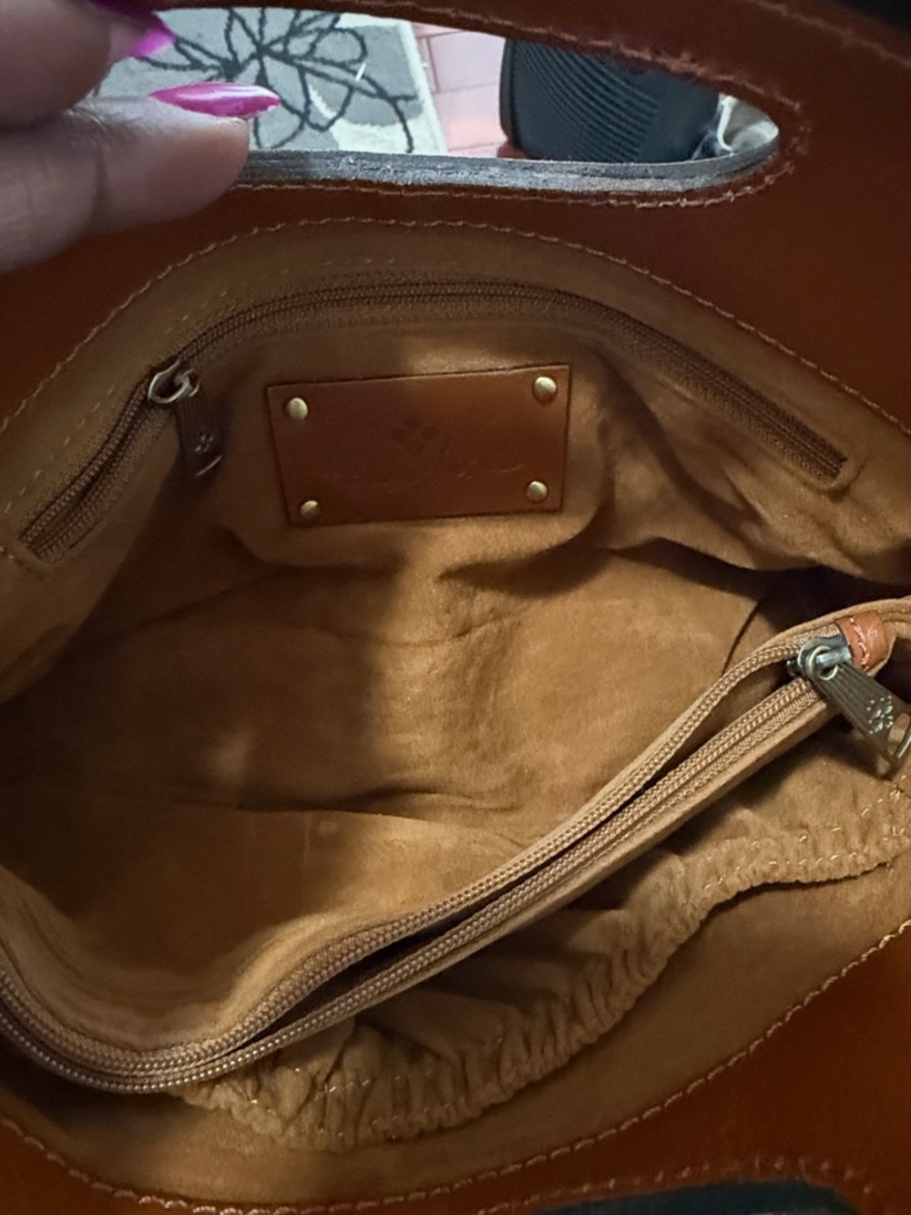 Patricia Nash Tropical Floral Canvas Crossbody in Brown, Orange and Yellow - Picture 2 of 7